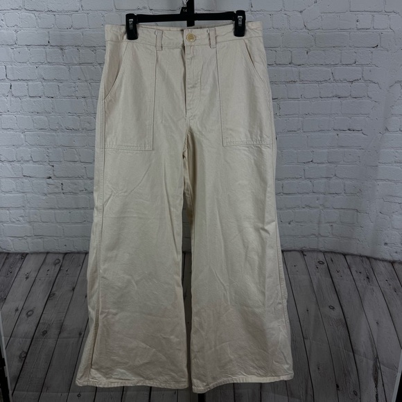 Ganni Extra Wide Leg Cream Color Bluebell Style Jeans Size 40 (8/10) - Picture 1 of 10